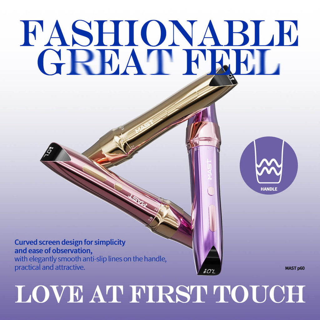 Mast P60 - Wireless Tattoo Pen Machine With 2.2-3.2MM Adjustable Stroke (Gold)