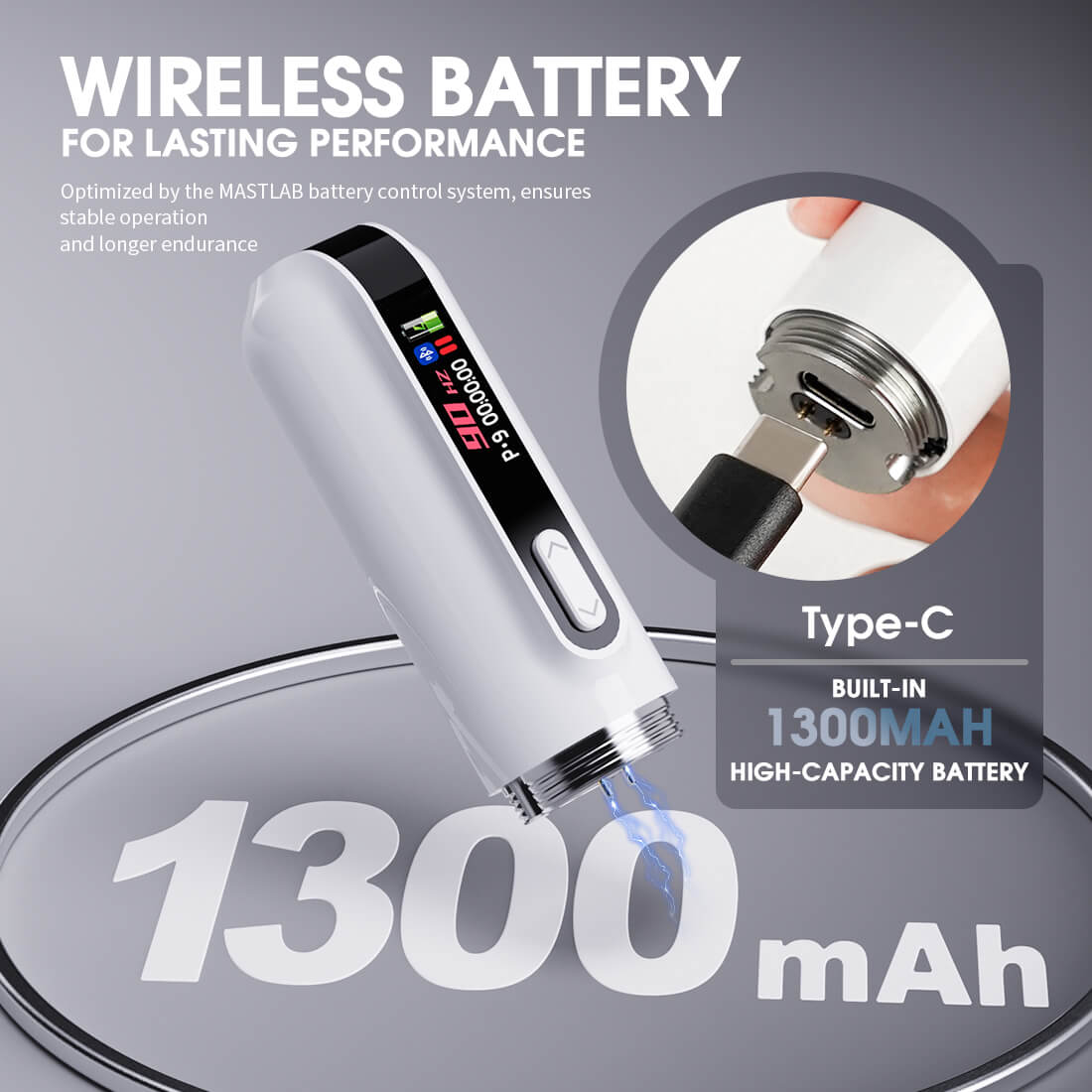 Mast Y22 Pro - Wireless Tattoo Machine With 3.0MM Stroke + Bluetooth (White)