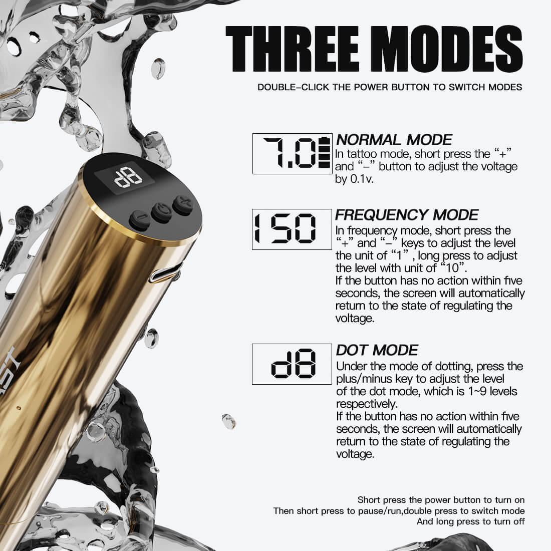Mast Tour Y22 - Wireless Tattoo Machine With Battery Kit (Gold)