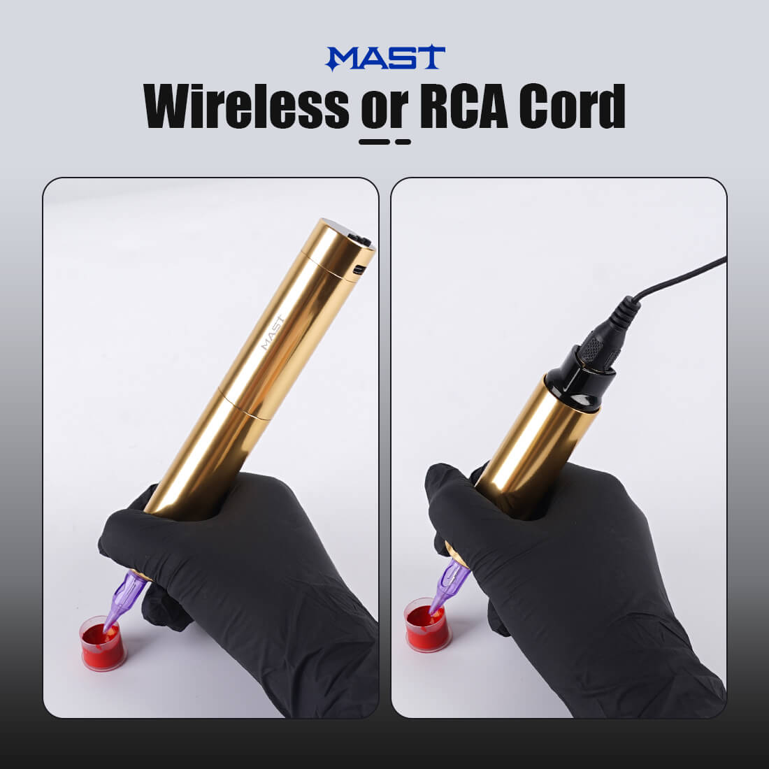 Mast Tour Y22 - Wireless Tattoo Machine With Battery Kit (Gold)