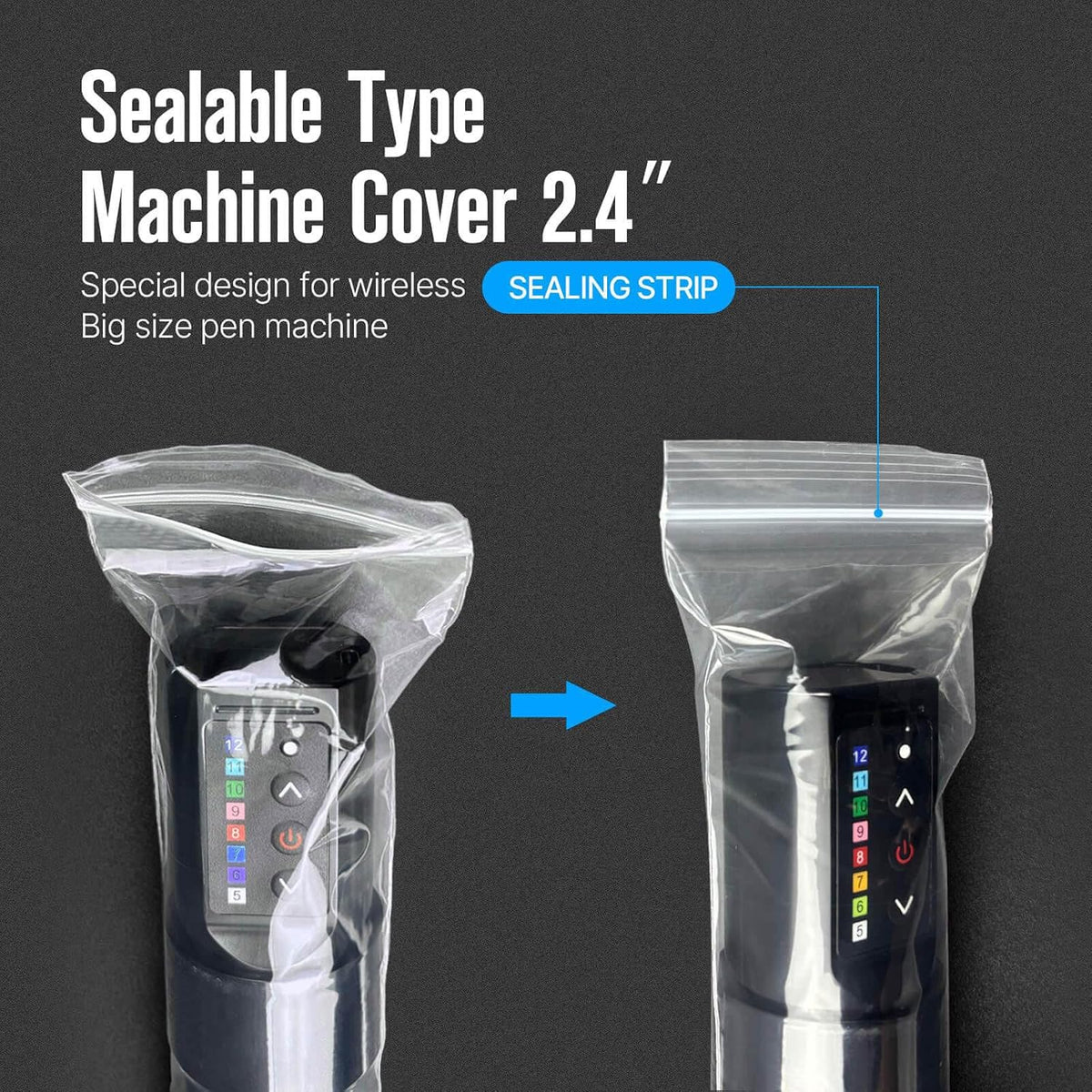 Tattoo Machine Cover Sealable – 2.4" x 8"